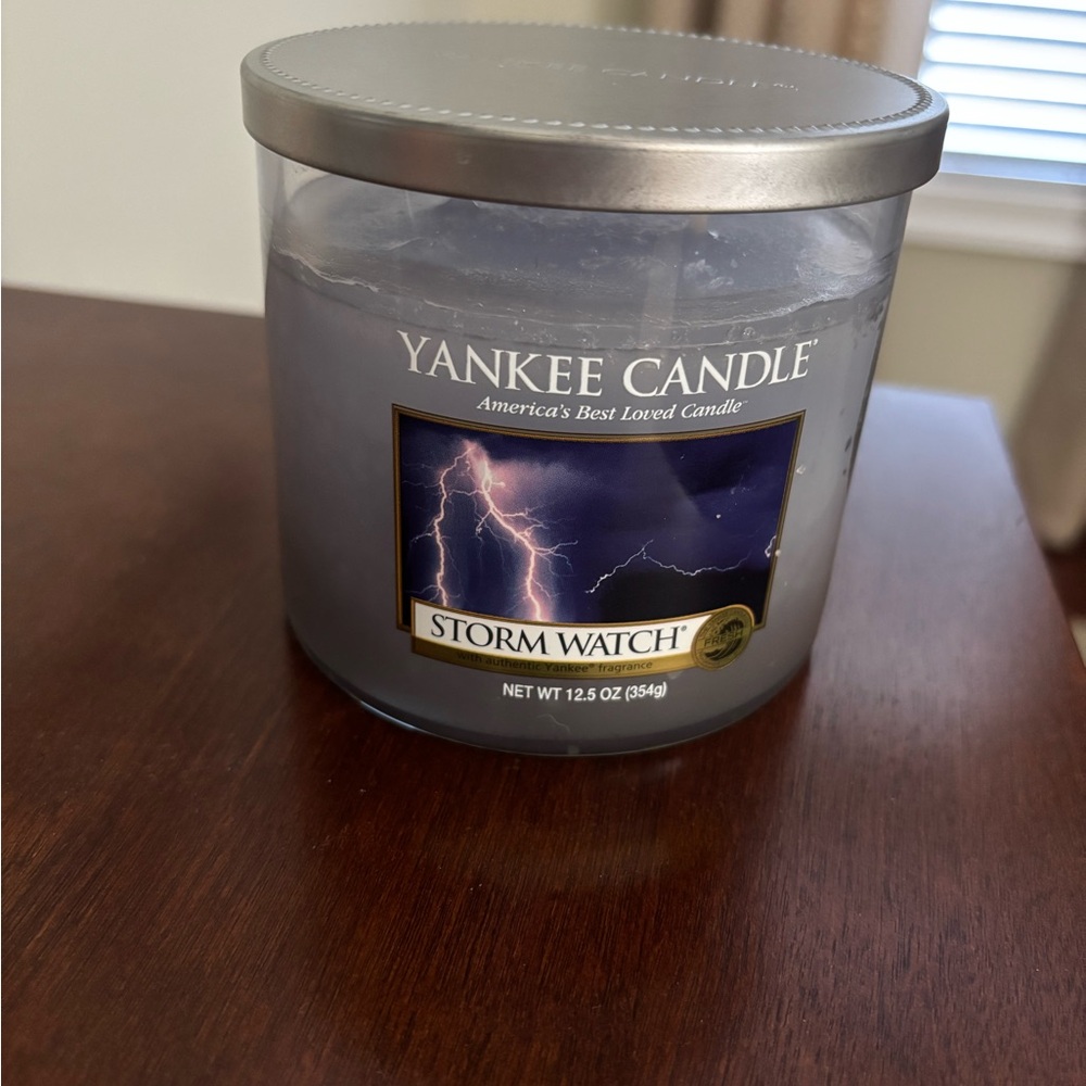 Yankee Candle Storm Watch - 2 Wick with Silver Lid. 12.5 oz. tumbler. RARE.
